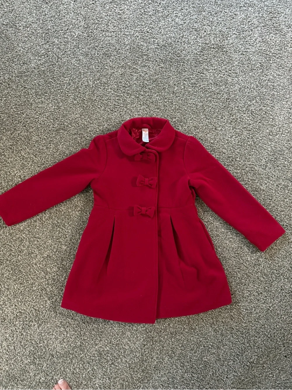 Gymboree Girls' Red Bow-Front Wool Blend Coat